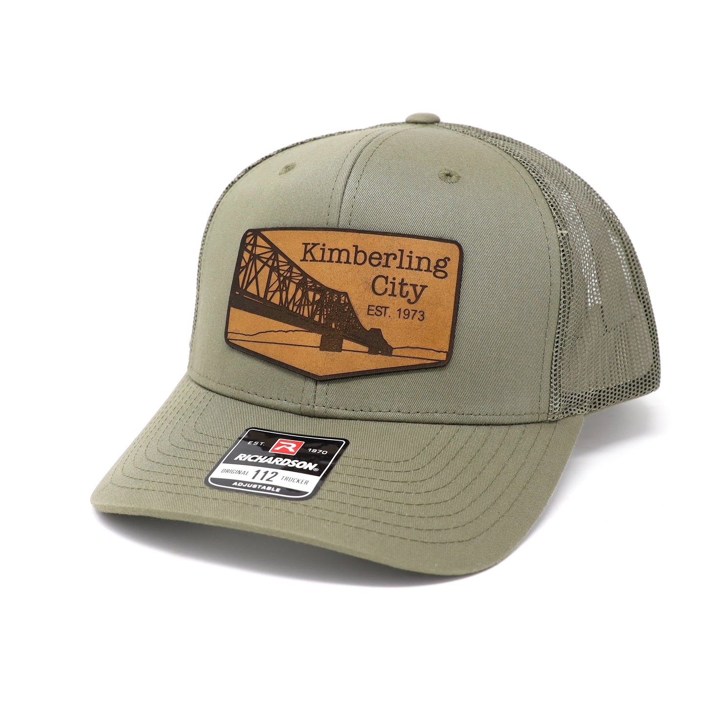 Kimberling City, Missouri Table Rock Lake Green Leather Patch Hat